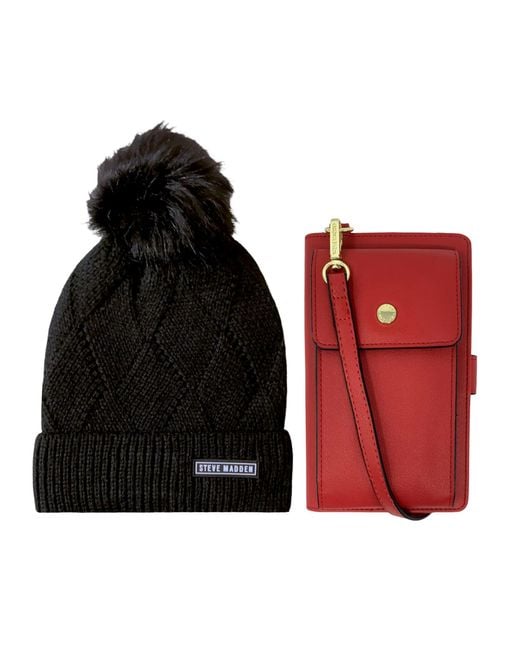 Steve Madden Red Hat And Phone Crossbody Bag Set
