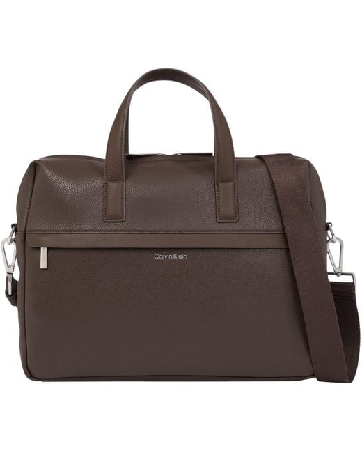 Uomo Borsa Laptop Must Laptop Bag con Cerniera di Calvin Klein in Brown da Uomo