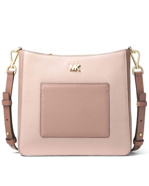 Michael Kors Michael Gloria Tri-color Leather Messenger In Soft Pink/fawn