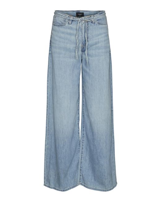 Vero Moda Blue Vmannet Mr Wide Belt Jeans Me309