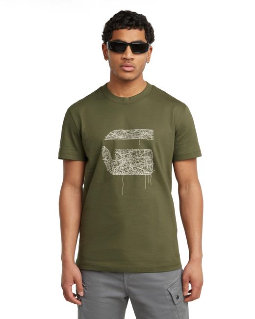 Stitch Burger R T Camiseta G-Star RAW de hombre de color Green