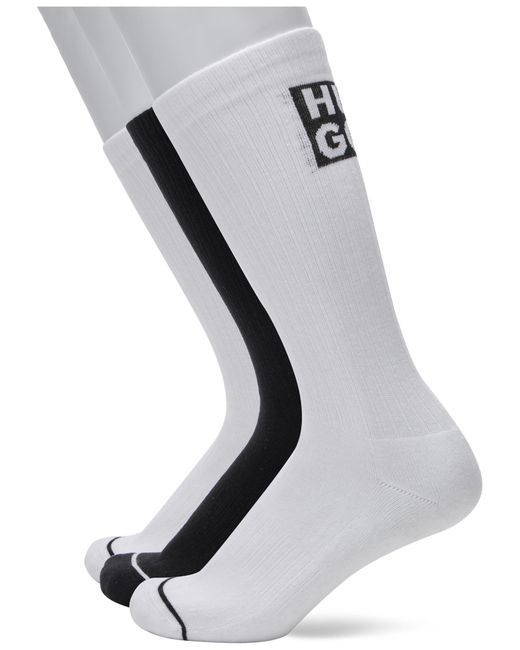 HUGO Gray Boss 3p Rs Rib Logo Cc Regular Socks for men