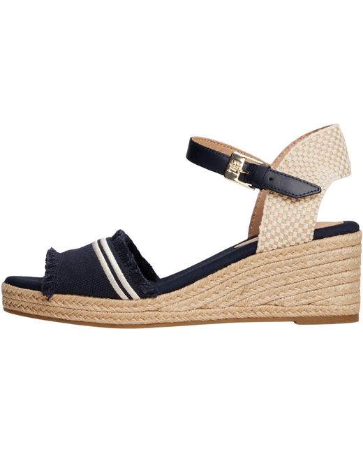Espadrilles Compensées Fringe Canvas à Talon Compensé Tommy Hilfiger en coloris Black