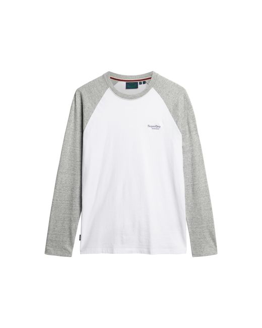 Superdry White Essential Baseball Long Sleeve T-shirt 2xl for men