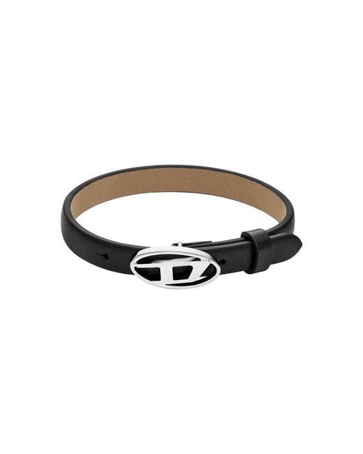 Bracciale da uomo in pelle nera impilabili di DIESEL in Brown da Uomo