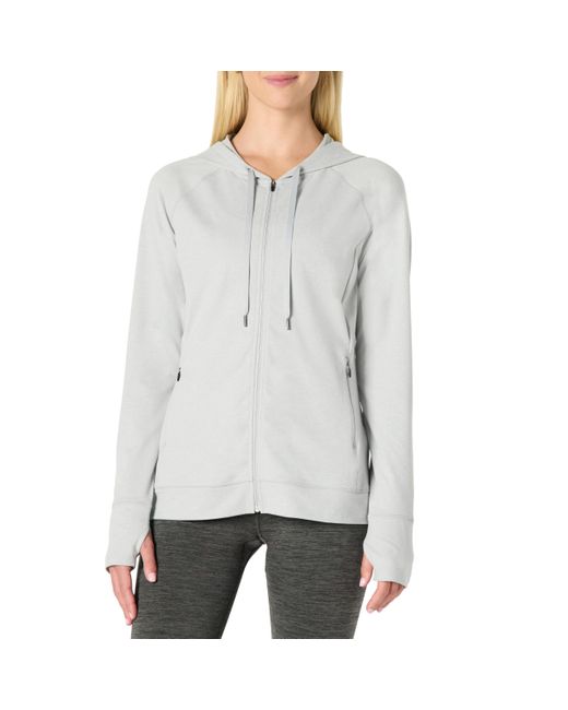 Giacca da Allenamento Supersoft Elasticizzata ad Alte Prestazioni con Cappuccio Donna di Amazon Essentials in Gray