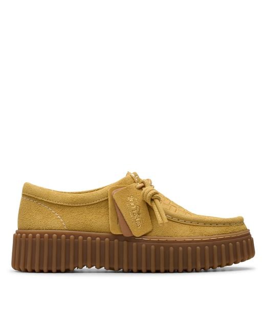 Clarks Brown S Torhill Bee Suede Golden Tan Shoes 4.5 Uk