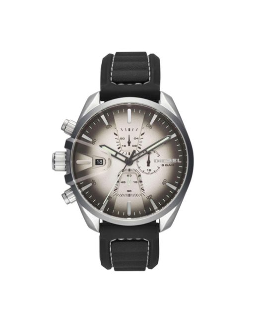DIESEL Chronograph Quarz Uhr mit Silikon Armband DZ4483 in Metallic für Herren
