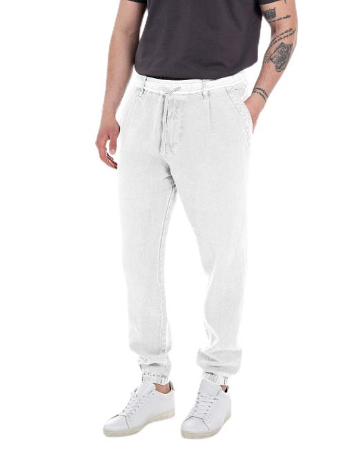 Replay White M9926 Essential Pants for men