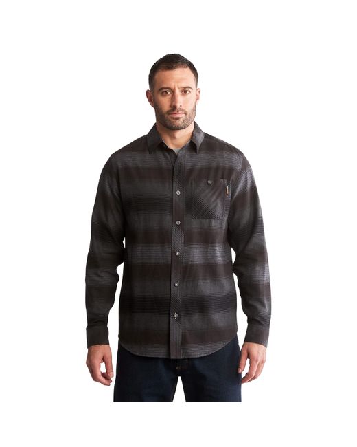 Timberland Black Woodfort Mid-weight Flannel Work Shirt for men