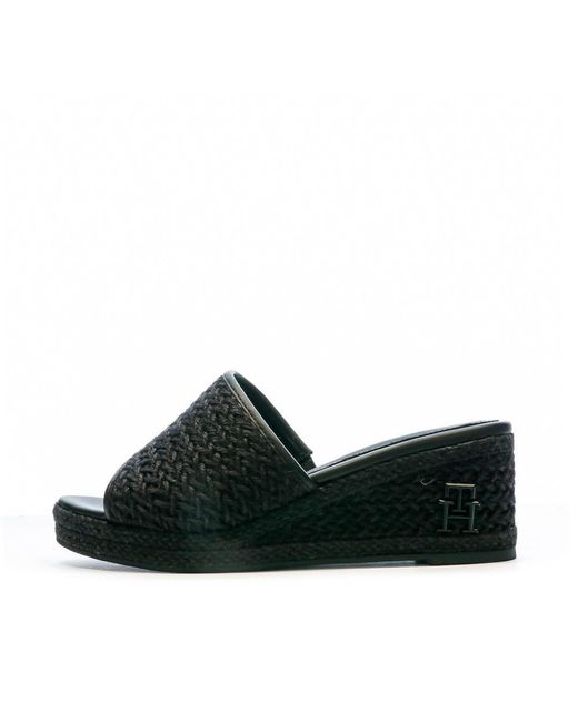 Tommy Hilfiger Black Sandals Rope Wedge