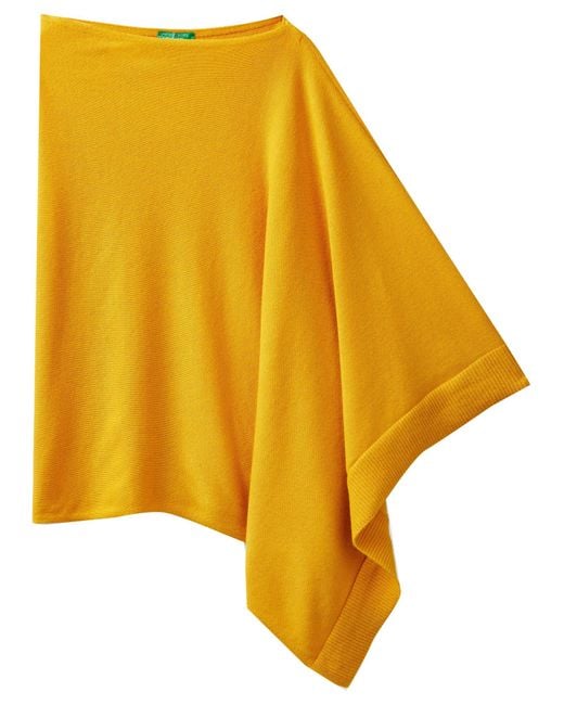 Benetton Yellow 1235du00t Knitted Ponchos And Capes