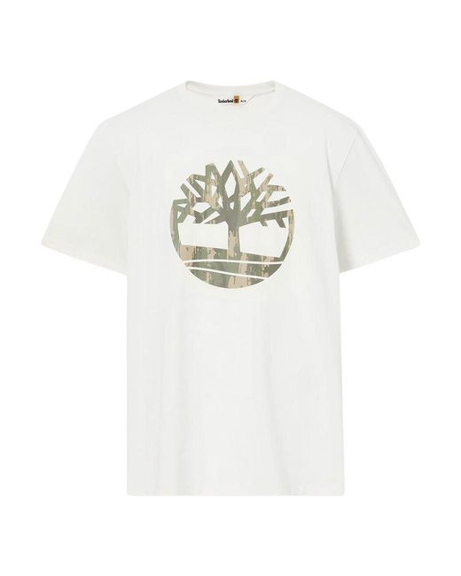 Timberland Camo Tree Logo Short Sleeve Tee Unterhemd in White für Herren