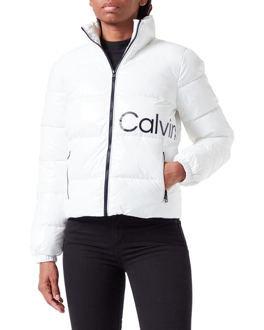 Calvin Klein White Jacke Shiny Short Fitted Winterjacke