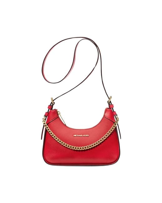 Michael Kors Red Wilma Leather Shoulder Bag