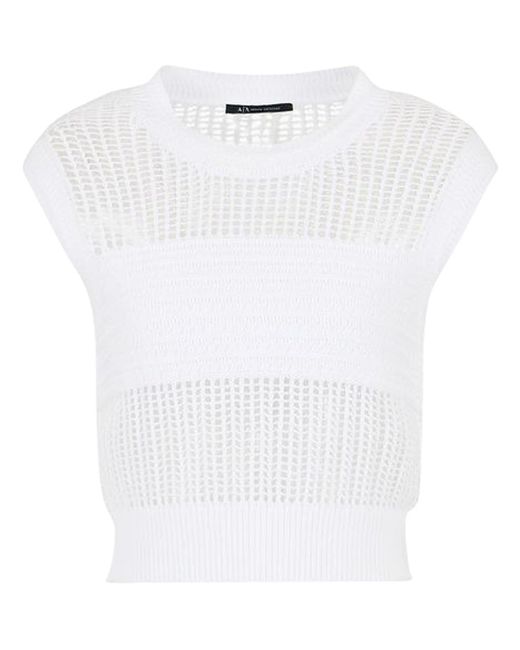 Emporio Armani White A|x Armani Exchange Sleeveless Knitted Crop Top