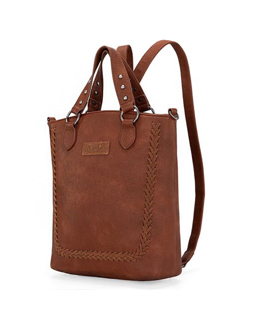 Wrangler Brown Convertible Backpack Purse For Vintage Tote Bag Multifunction Shoulder Bag
