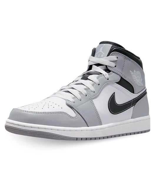 Nike Metallic Air Jordan 1 Mid Light Smoke Grey Anthracite 554724-078 41 for men