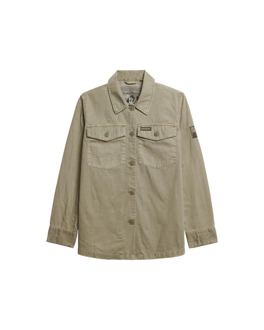 Superdry Natural Military Hemdjacke Dunkles Salbeigrün 36