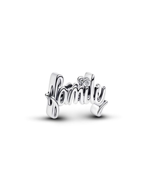 Moments 794250C01 Breloque en argent sterling avec inscription « Family » et zircone Pandora en coloris White