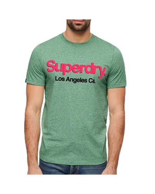 Superdry Klassisches Core T-Shirt mit Logo und Waschung Leuchtend Grün Gesprenkelt XXXL in Green für Herren