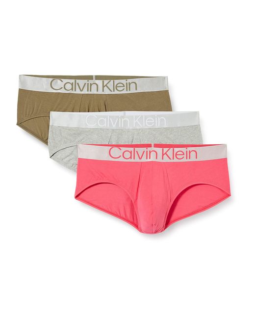 Calvin Klein 3er Pack Hip Briefs Unterhosen Baumwolle mit Stretch in Pink für Herren