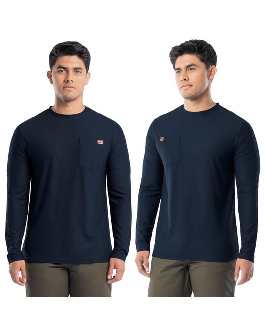 Wrangler Blue S Long Sleeve Upf 40 Performance Pocket T-shirt for men