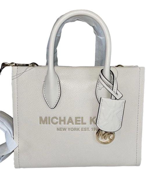 Mirella Logo Tote Crossbody Bag taglia Small di Michael Kors in White