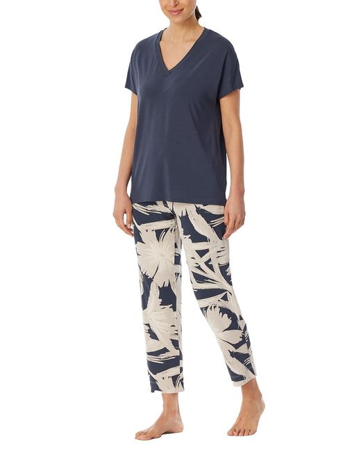 Schiesser Blue Schlafanzug 7/8 Hose Kurzarm-Selected Premium Pyjamaset