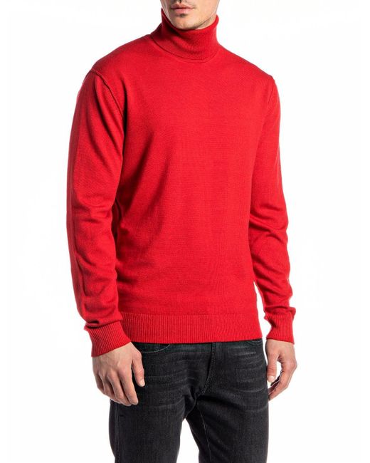 Replay Pullover Rollkragenpullover Wolle in Red für Herren