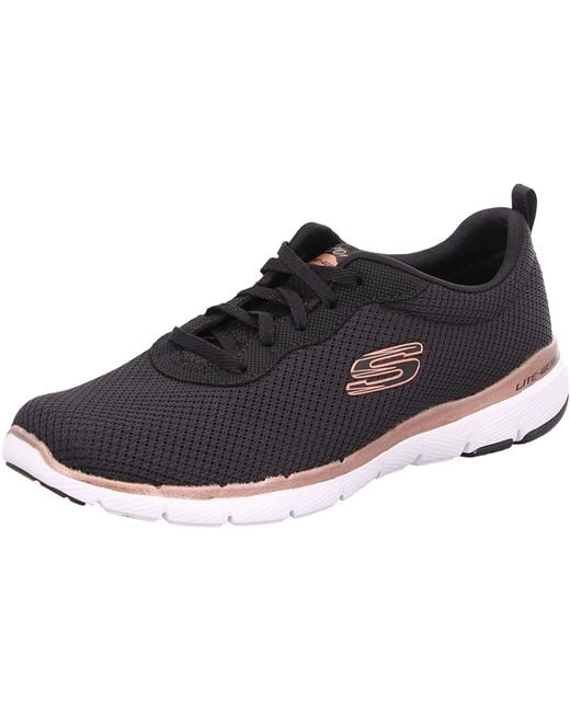 skechers flex appeal 3.0 metal works trainers - black