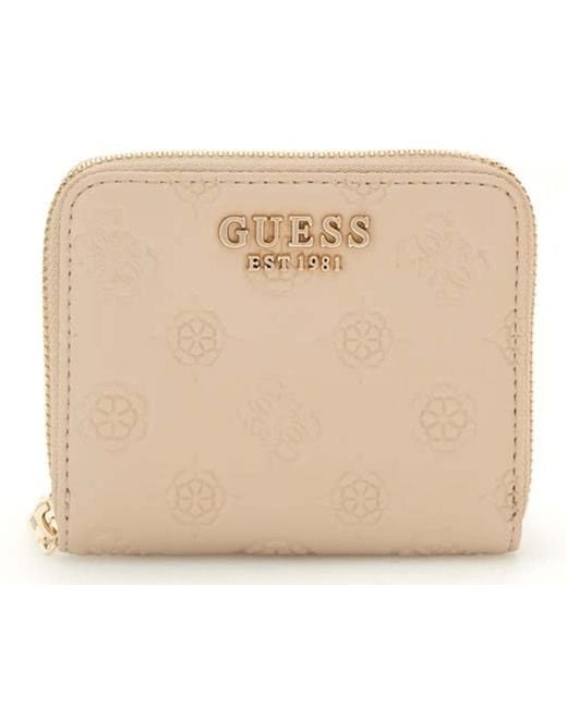 Phoebe SLG Small Zip Around Wallet S Simply Taupe Logo di Guess in Natural