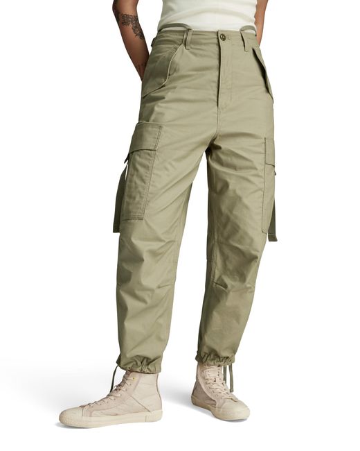 G-Star RAW Green Cargo Cropped Drawcord Pant