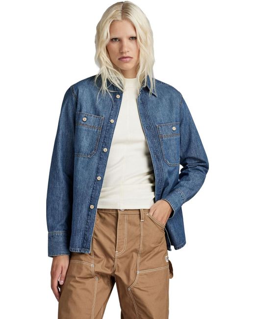 G-Star Blue Regular Denim Hemd