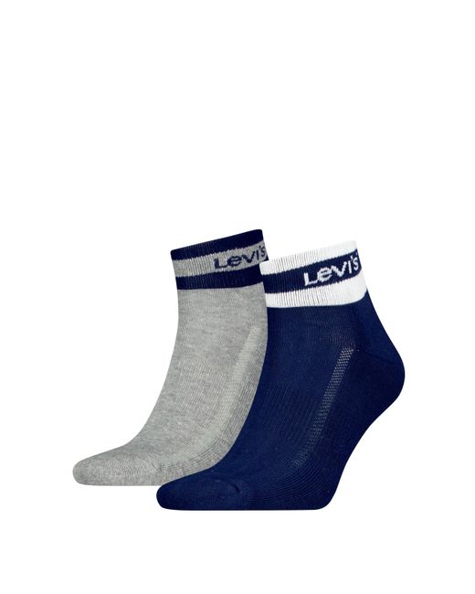 Levi's Blue Mid Cut Sport Stripe Quarter Sock for men