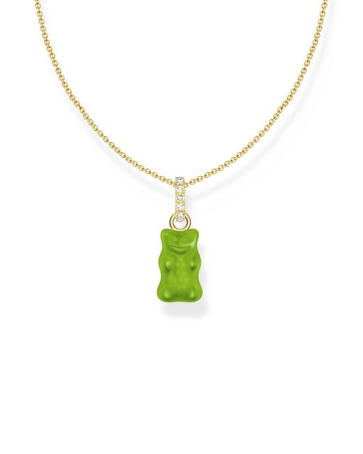 Chaîne avec pendentif ours en or vert et pierres plaquées or Thomas Sabo en coloris Metallic