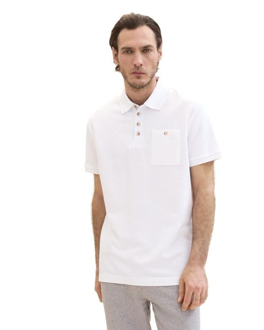 Tom Tailor Basic Poloshirt mit Struktur in White für Herren