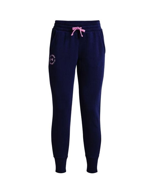 Under Armour S Pants Vrouwen Ua Rival Fleece Crest Joggers in het Blue