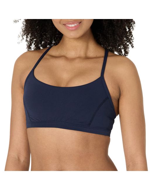Amazon Essentials Blue Active Formflex Buttery Soft Light Support Y-back Thin Strap Yoga Sports Bra