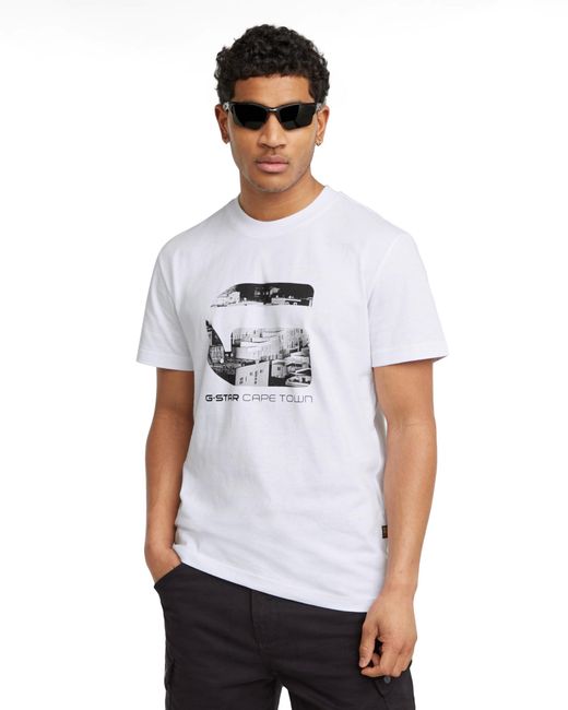 G-Star RAW White Cape Town R T T-shirt for men