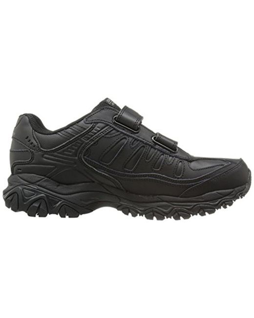 Skechers Leather Sport Afterburn Strike Memory Foam Velcro Sneaker in  Black/Black (Black) for Men | Lyst