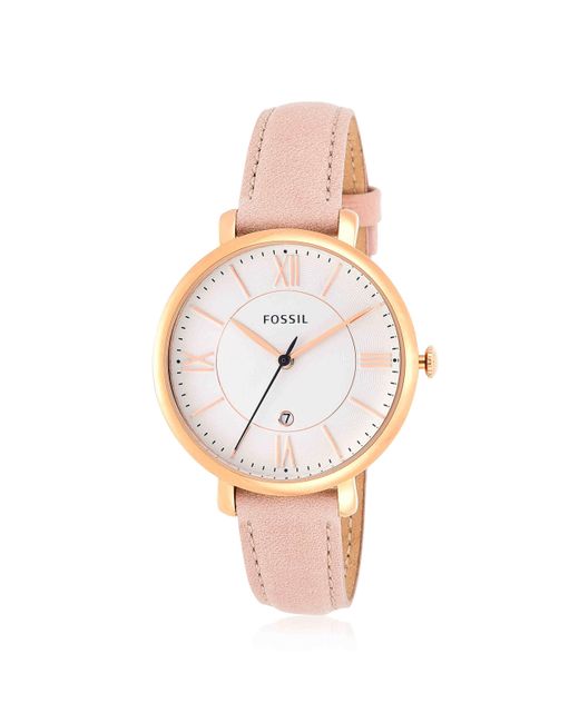 Fossil Pink Jacqueline Quartz Stainless Steel And Leather Watch