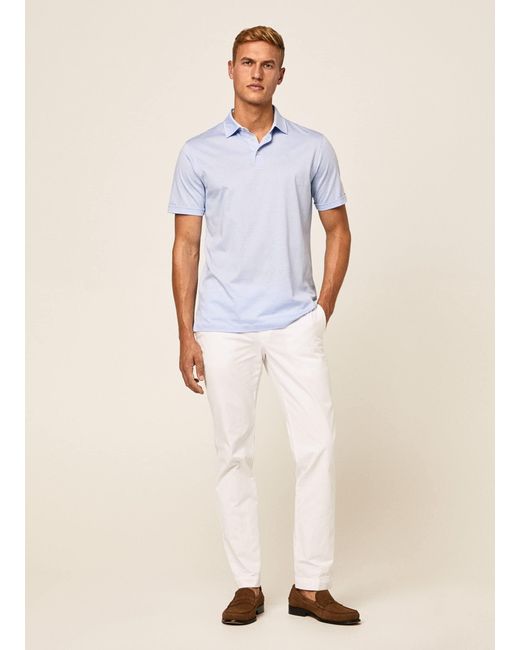 Hackett Natural Oxford Blue Micro Striped Polo Shirt for men