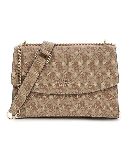 Calista Convertible Xbody Flap Bag Latte Logo di Guess in Natural