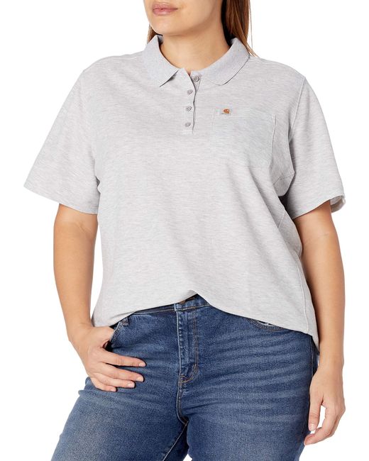 Carhartt White Womens Relaxed Fit Short-sleeve Polo Work Utility T Shirt