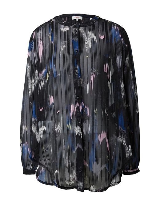 S.oliver Blue Bluse in semitransparenter Optik 2124777,schwarz|mehrfarbig,42