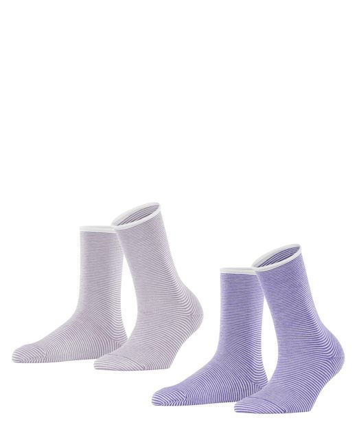 Esprit Allover Stripe 2-pack Vrouwen Sokken Organisch Katoen Veelkleurig Met Patroon Ademend Gestreept En Dun Multipack 2 Paar in het Purple