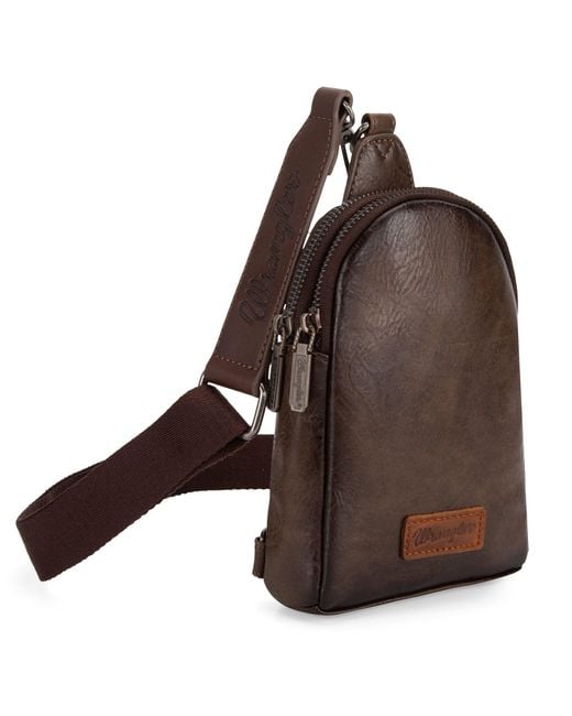 Wrangler Brown Sling Bag For Leather Crossbody Bag