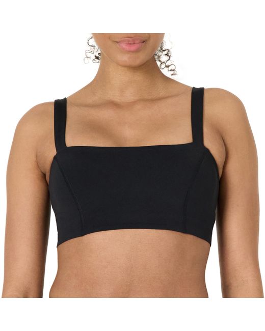 Amazon Essentials Black Active Formflex Buttery Soft Light Support Bandeau Sports Bra With Adjustable Straps