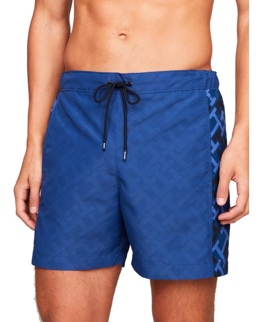 Tommy Hilfiger Blue Th Monogram Reveal Mid Length Swim Shorts for men